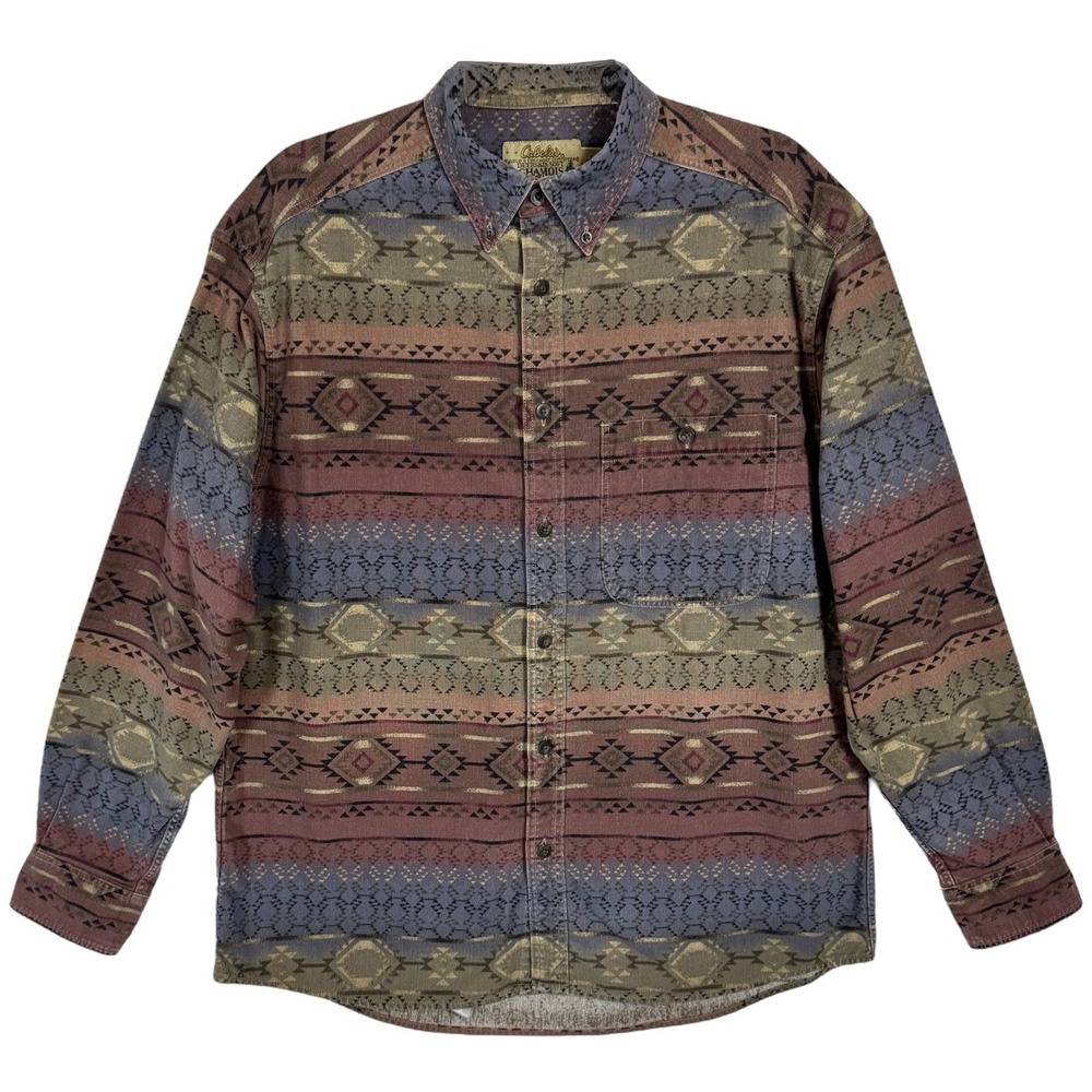 Vintage Cabela's Chamois Button Up Shirt Size L Western Cowboy‎ Distressed Movie